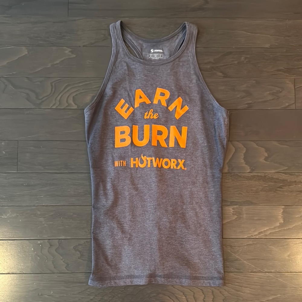 Gray Tank Top with Orange Print